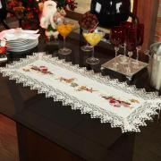 Trilho de Mesa Natal com Bordado Richelieu 40x85cm Avulso - Bondade Natural - Dui Design