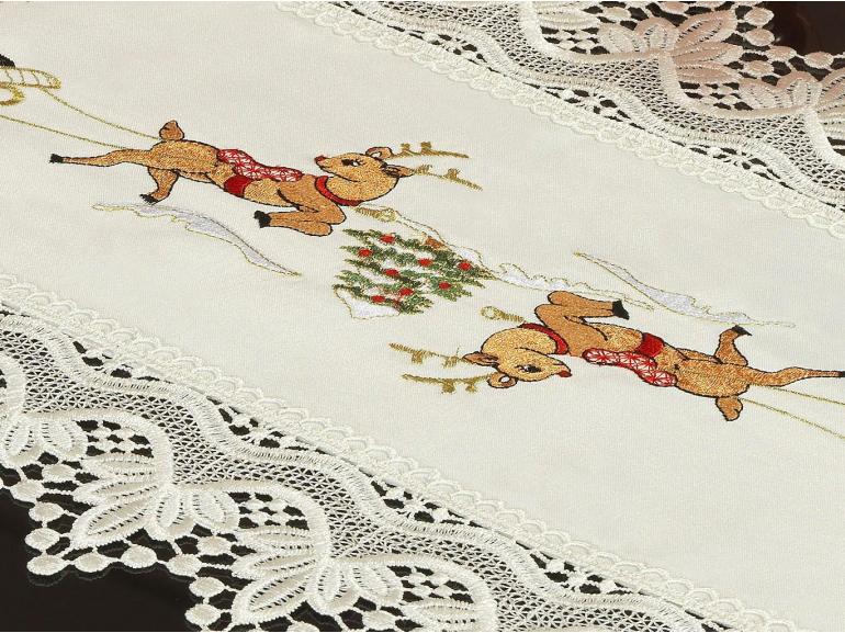 Trilho de Mesa Natal com Bordado Richelieu 40x85cm Avulso - Bondade Natural - Dui Design