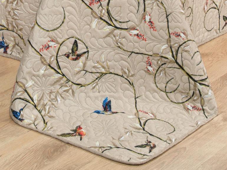 Kit: 1 Cobre-leito Solteiro Bouti de Microfibra Ultrasonic Estampada + 1 Porta-travesseiro - Bonny Bege - Dui Design