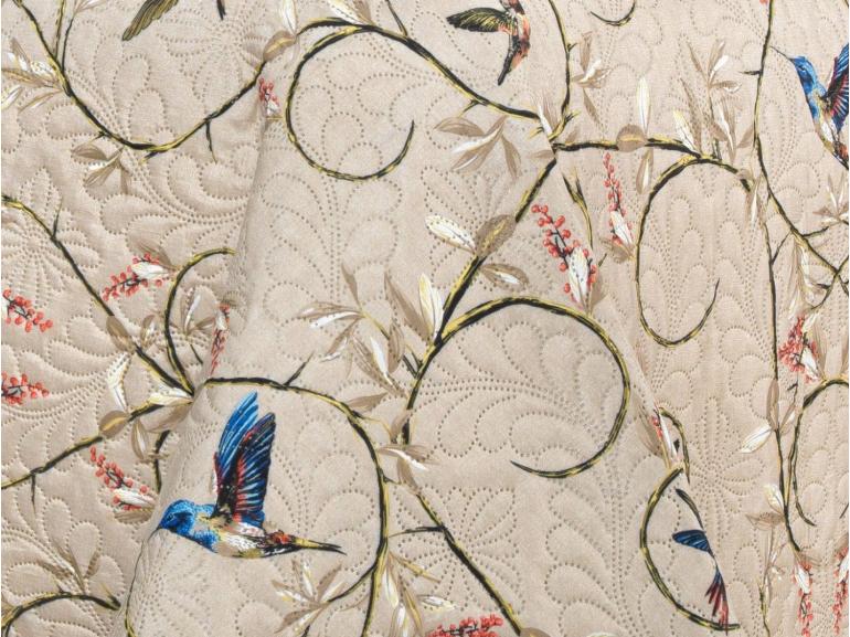 Kit: 1 Cobre-leito Solteiro Bouti de Microfibra Ultrasonic Estampada + 1 Porta-travesseiro - Bonny Bege - Dui Design