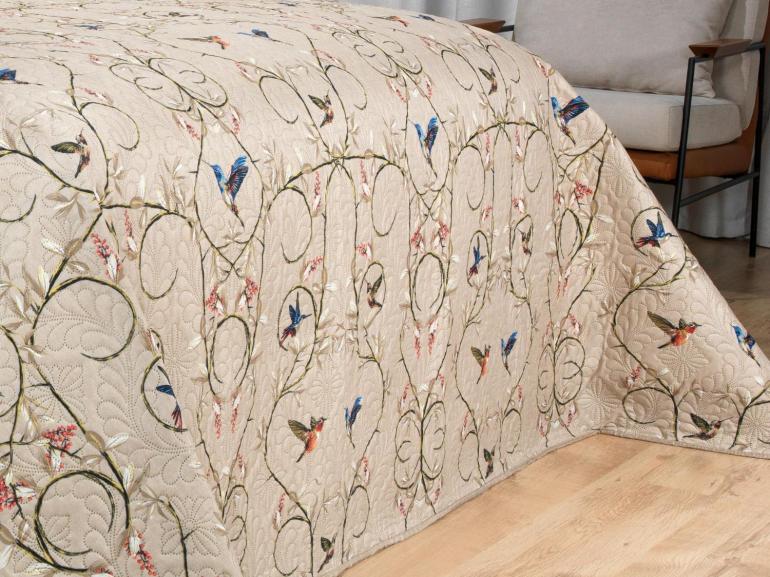 Kit: 1 Cobre-leito Solteiro Bouti de Microfibra Ultrasonic Estampada + 1 Porta-travesseiro - Bonny Bege - Dui Design