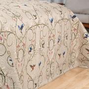 Kit: 1 Cobre-leito Solteiro Bouti de Microfibra Ultrasonic Estampada + 1 Porta-travesseiro - Bonny Bege - Dui Design