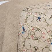 Kit: 1 Cobre-leito Solteiro Bouti de Microfibra Ultrasonic Estampada + 1 Porta-travesseiro - Bonny Bege - Dui Design