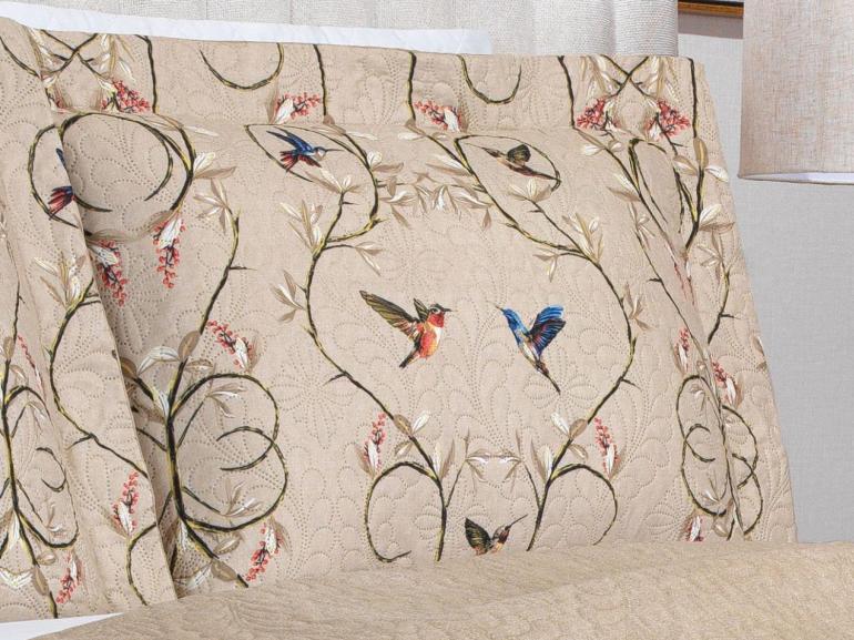 Kit: 1 Cobre-leito Solteiro Bouti de Microfibra Ultrasonic Estampada + 1 Porta-travesseiro - Bonny Bege - Dui Design