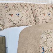 Kit: 1 Cobre-leito Solteiro Bouti de Microfibra Ultrasonic Estampada + 1 Porta-travesseiro - Bonny Bege - Dui Design