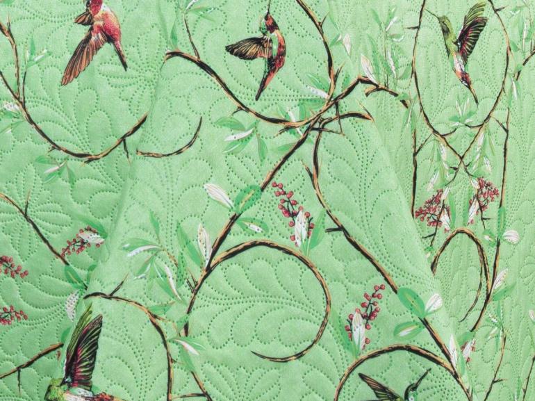 Kit: 1 Cobre-leito Casal Bouti de Microfibra Ultrasonic Estampada + 2 Porta-travesseiros - Bonny Verde - Dui Design