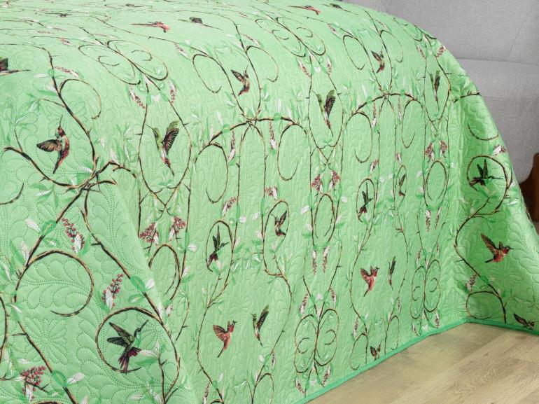 Kit: 1 Cobre-leito Casal Bouti de Microfibra Ultrasonic Estampada + 2 Porta-travesseiros - Bonny Verde - Dui Design