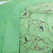 Kit: 1 Cobre-leito Casal Bouti de Microfibra Ultrasonic Estampada + 2 Porta-travesseiros - Bonny Verde - Dui Design