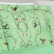 Kit: 1 Cobre-leito Casal Bouti de Microfibra Ultrasonic Estampada + 2 Porta-travesseiros - Bonny Verde - Dui Design