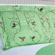 Kit: 1 Cobre-leito Casal Bouti de Microfibra Ultrasonic Estampada + 2 Porta-travesseiros - Bonny Verde - Dui Design