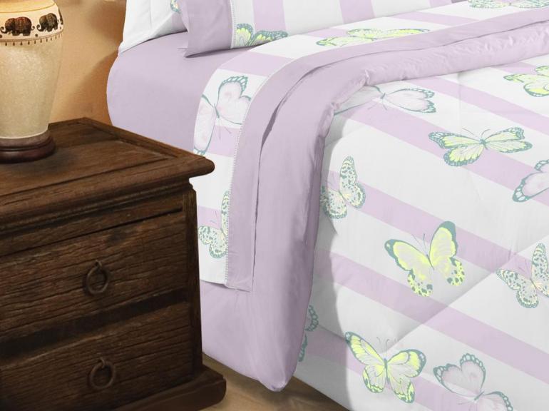 Jogo de Cama Casal Percal 200 fios 100% Algodo - Borboletas - Sultan