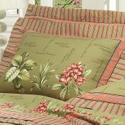 Kit: 1 Cobre-leito Casal + 2 Porta-travesseiros Percal 200 fios 100% Algodo - Botanic Verde - Dui Design