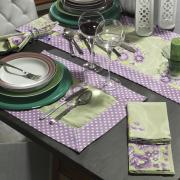 Jogo Americano 4 Lugares (4 peas) com Barra Aplicada 35x50cm - Bouquet Lils - Dui Design