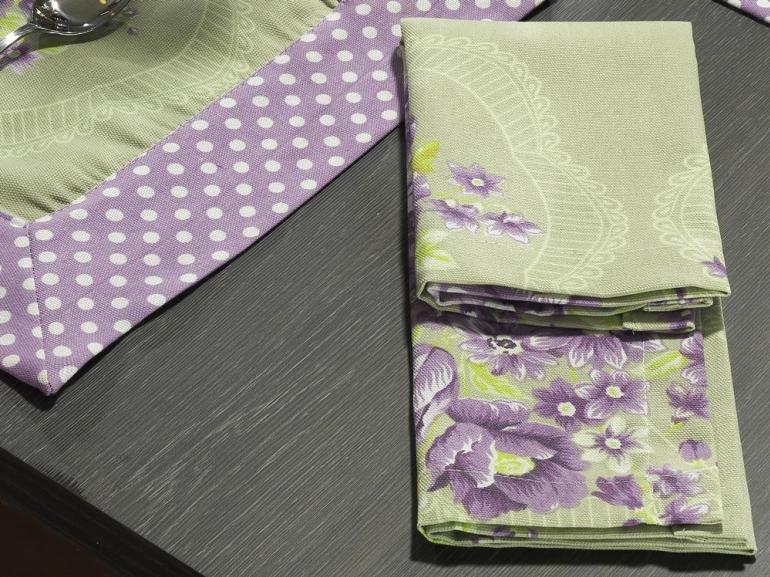 Jogo Americano 4 Lugares (4 peas) com Barra Aplicada 35x50cm - Bouquet Lils - Dui Design