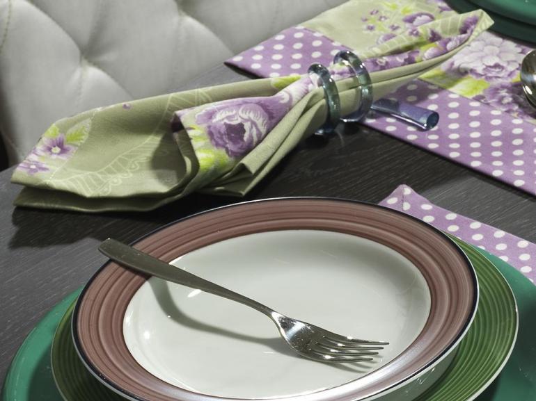 Jogo Americano 4 Lugares (4 peas) com Barra Aplicada 35x50cm - Bouquet Lils - Dui Design