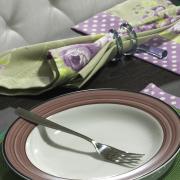 Jogo Americano 4 Lugares (4 peas) com Barra Aplicada 35x50cm - Bouquet Lils - Dui Design