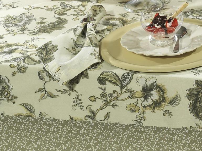 Toalha de Mesa com Barra Aplicada Retangular 6 Lugares 160x220cm - Bourbon - Dui Design