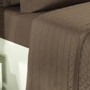 Kit: 1 Cobre-leito Casal + 2 porta-travesseiros Cetim 300 fios 100% Algodo - Bourbom Tabaco - Dui Design