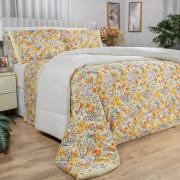 Enxoval Casal com Edredom 5 peas Percal 180 fios - Brenda Marfim - Dui Design