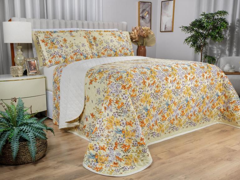 Enxoval King com Cobre-leito 7 peas 180 fios - Brenda Marfim - Dui Design
