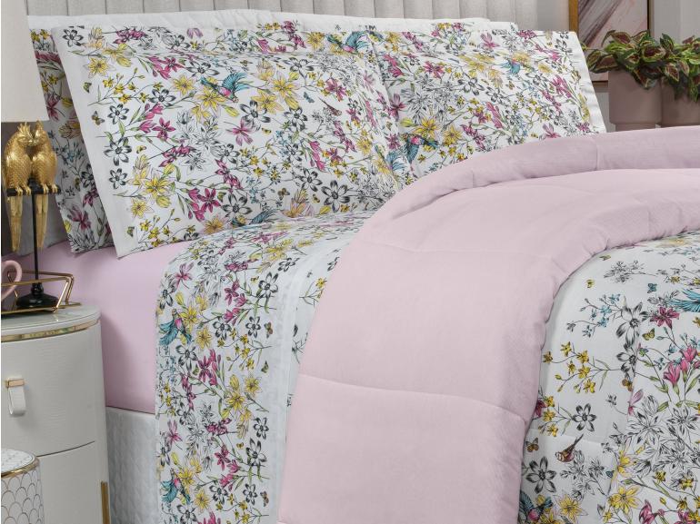 Jogo de Cama King Percal 180 fios - Brenda Rosa - Dui Design