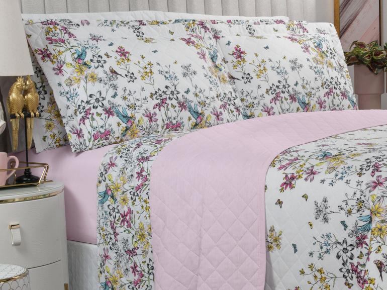 Enxoval Casal com Cobre-leito 7 peas 180 fios - Brenda Rosa - Dui Design