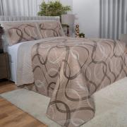 Kit: 1 Cobre-leito Solteiro Bouti de Microfibra Ultrasonic Estampada + 1 Porta-travesseiro - Brisa Taupe - Dui Design