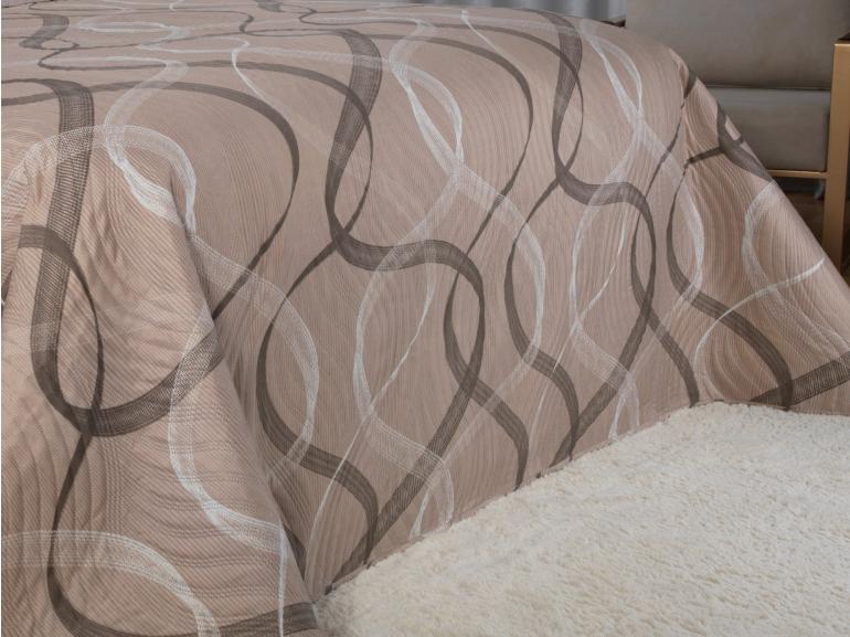 Kit: 1 Cobre-leito Solteiro Bouti de Microfibra Ultrasonic Estampada + 1 Porta-travesseiro - Brisa Taupe - Dui Design