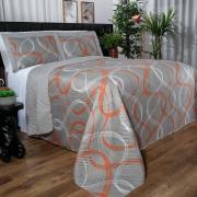 Kit: 1 Cobre-leito Queen Bouti de Microfibra Ultrasonic Estampada + 2 Porta-travesseiros - Brisa Cinza - Dui Design
