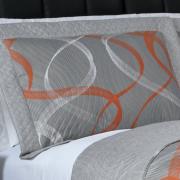 Kit: 1 Cobre-leito Queen Bouti de Microfibra Ultrasonic Estampada + 2 Porta-travesseiros - Brisa Cinza - Dui Design