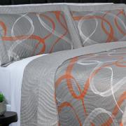 Kit: 1 Cobre-leito Queen Bouti de Microfibra Ultrasonic Estampada + 2 Porta-travesseiros - Brisa Cinza - Dui Design