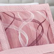 Kit: 1 Cobre-leito Queen Bouti de Microfibra Ultrasonic Estampada + 2 Porta-travesseiros - Brisa Rosa Barroque - Dui Design
