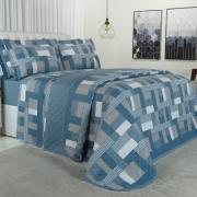 Kit: 1 Cobre-leito King + 2 Porta-travesseiros Percal 180 fios - Brix Azul - Dui Design