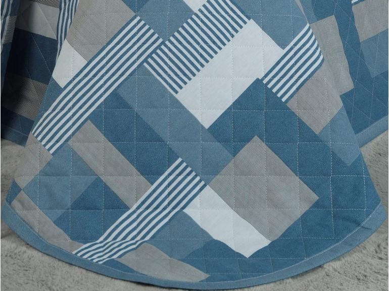 Kit: 1 Cobre-leito King + 2 Porta-travesseiros Percal 180 fios - Brix Azul - Dui Design