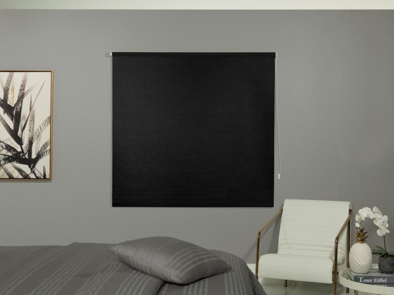 Persiana Rolo - Tecido Blackout - Textura Linho - Altura de 2,20m e 1,80m de Largura - Bruxelas Preto - Dui Design
