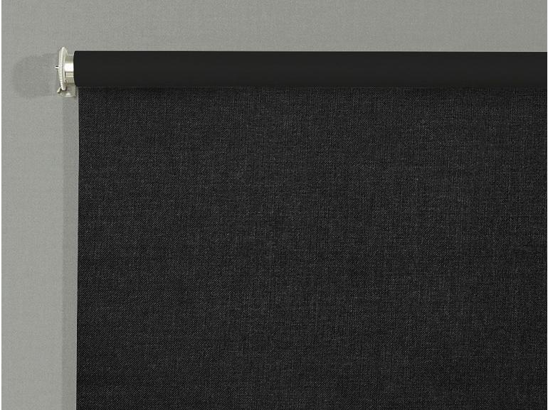 Persiana Rolo - Tecido Blackout - Textura Linho - Altura de 1,60m e 1,20m de Largura - Bruxelas Preto - Dui Design