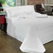 Kit: 1 Cobre-leito Casal + 2 porta-travesseiros Cetim 500 fios 100% Algodo - Bruxelas Branco - Dui Design