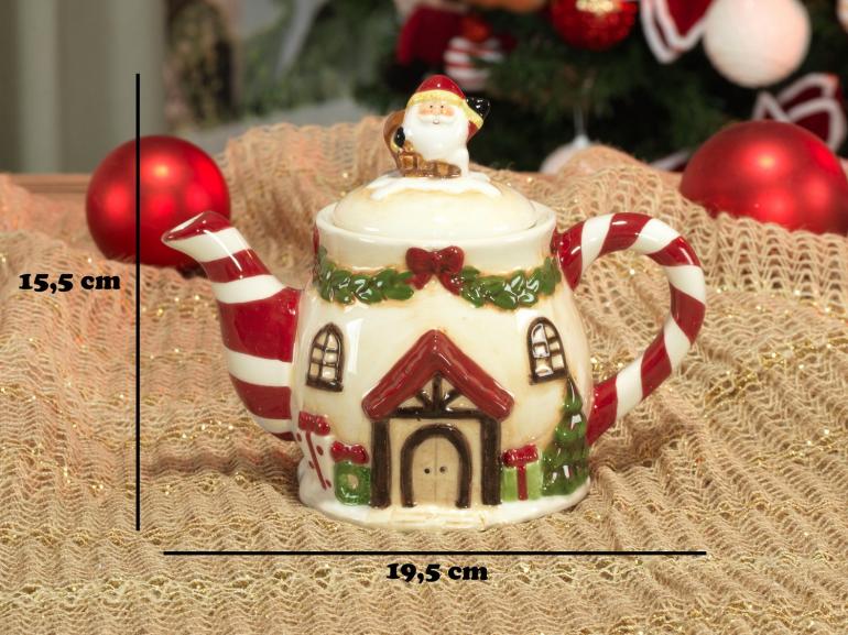 Bule 500ml Natal de Cermica com 15,5cm de altura - Casa Papai Noel - Dui Design