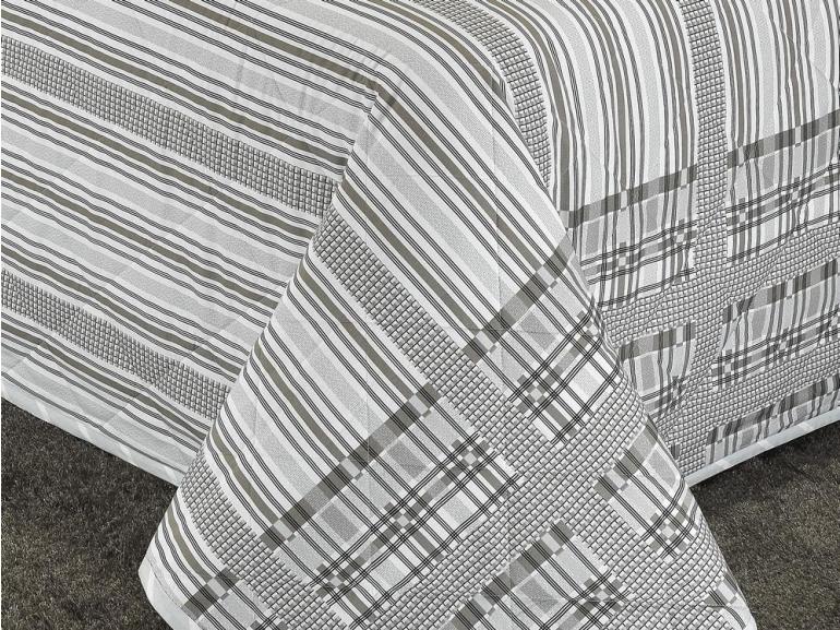 Kit: 1 Cobre-leito Casal + 2 Porta-travesseiros Percal 200 fios 100% Algodo - Caio Cinza - Dui Design