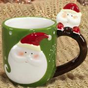 Caneca 200ml Natal de Cermica com 12cm de altura - Rosto Santa Claus - Dui Design