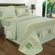 Kit: 1 Cobre-leito Casal + 2 Porta-travesseiros Percal 180 fios - Capri Verde - Dui Design