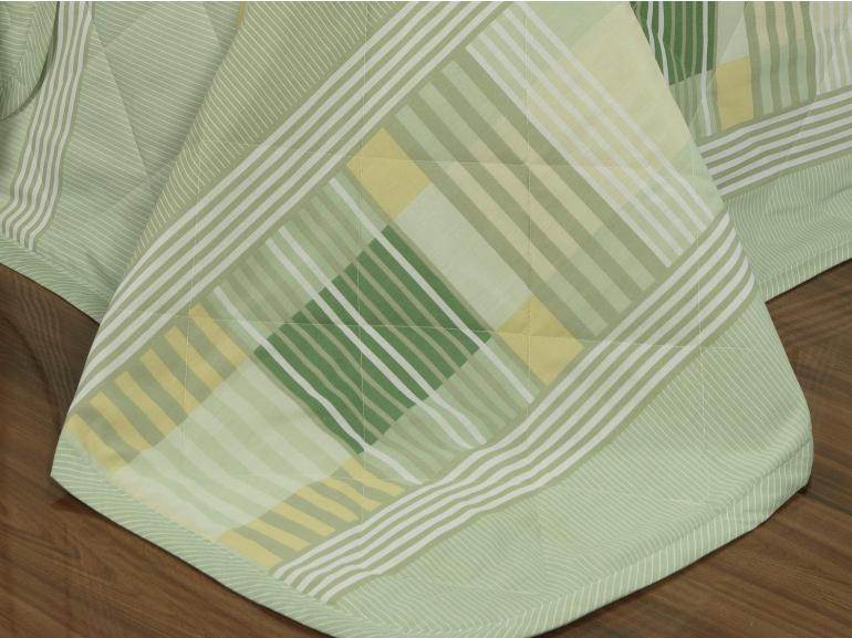 Kit: 1 Cobre-leito Casal + 2 Porta-travesseiros Percal 180 fios - Capri Verde - Dui Design