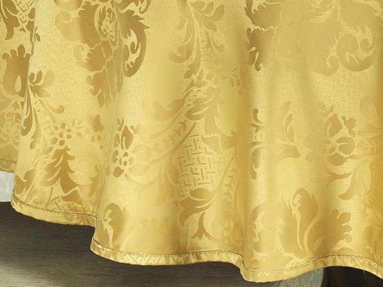 Toalha de Mesa Fcil de Limpar Redonda 160cm - Castelany Dourado - Dui Design