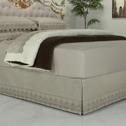 Saia para cama Box Matelassada com Bordado Inglês Queen - Castelo Bege - Dui Design