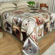 Cobertor Avulso Queen Flanelado com Estampa Digital 260 gramas/m - Cat Faces - Dui Design