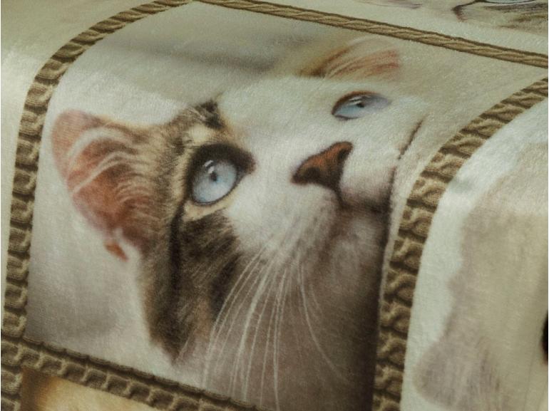 Cobertor Avulso Queen Flanelado com Estampa Digital 260 gramas/m² - Cat Faces - Dui Design