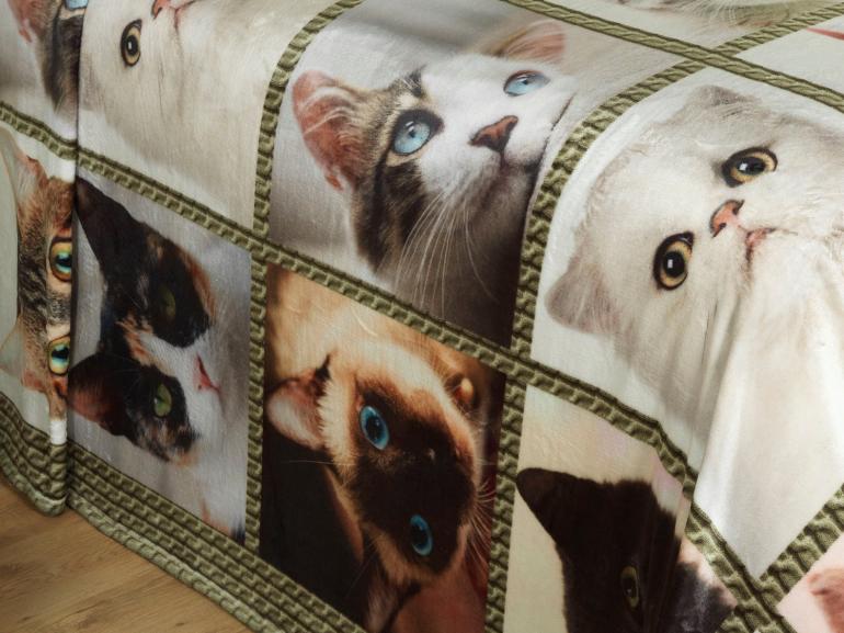 Cobertor Avulso King Flanelado com Estampa Digital 260 gramas/m - Cat Faces - Dui Design
