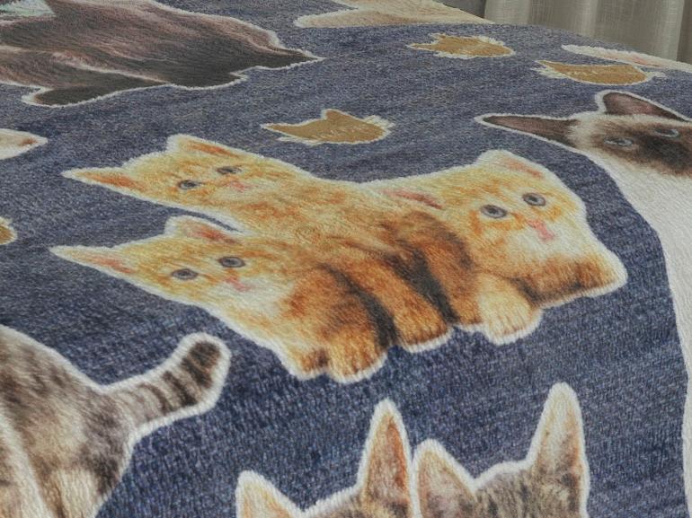 Cobertor Avulso King Flanelado com Estampa Digital 260 gramas/m² - Cat Jeans - Dui Design