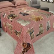 Cobertor Avulso King Flanelado com Estampa Digital 260 gramas/m² - Cat Tricot Rosa - Dui Design
