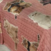 Cobertor Avulso Solteiro Flanelado com Estampa Digital 260 gramas/m² - Cat Tricot Rosa - Dui Design